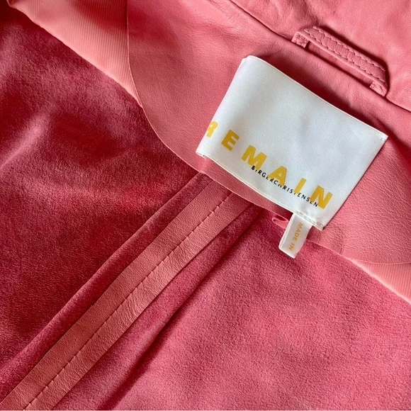 REMAIN Birger Christensen Sienna Leather Utility Shirt in Pink